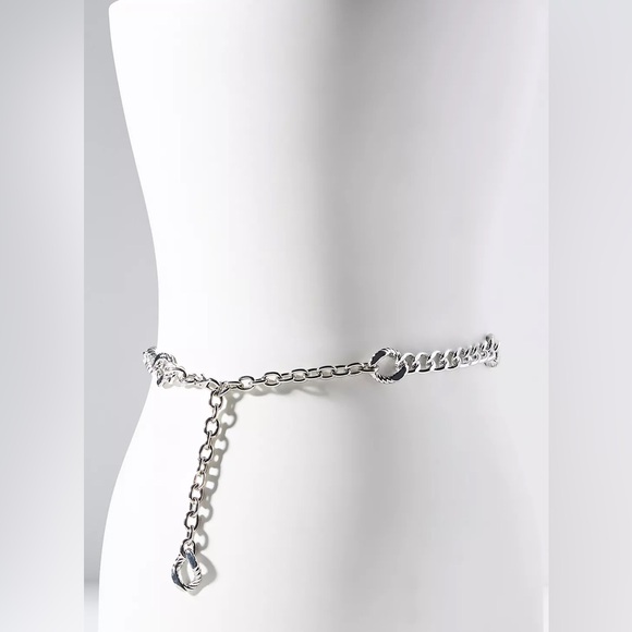 NWT Anthropologie Silver Chain Belt size XL/XXL - Picture 1 of 6